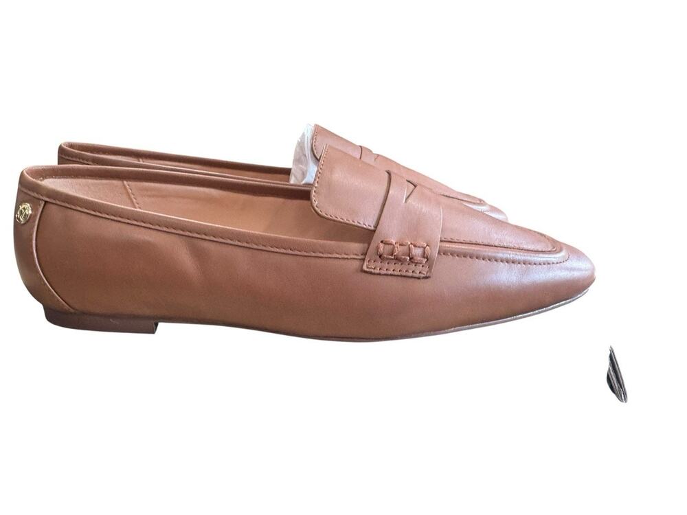 Talbots Erin Nappa Leather Loafers Camel Tan Classic Slip On Driving Flats New 9